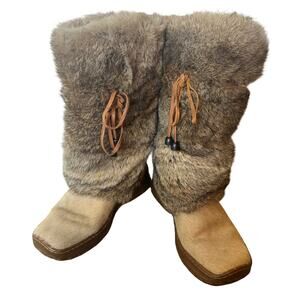 Winna Sherpa Lined Rabbit Fur Snow Boots Made in Italy Women's Size 8 Winter Ski